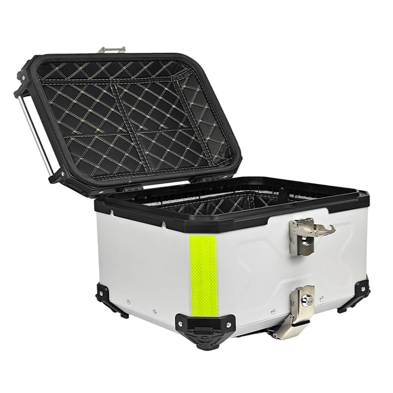 65L Motorcycle Top Case, Aluminum Alloy Waterproof Tail Box With Anti-Theft Lock & Quick Release, Universal Fit For Motorbike