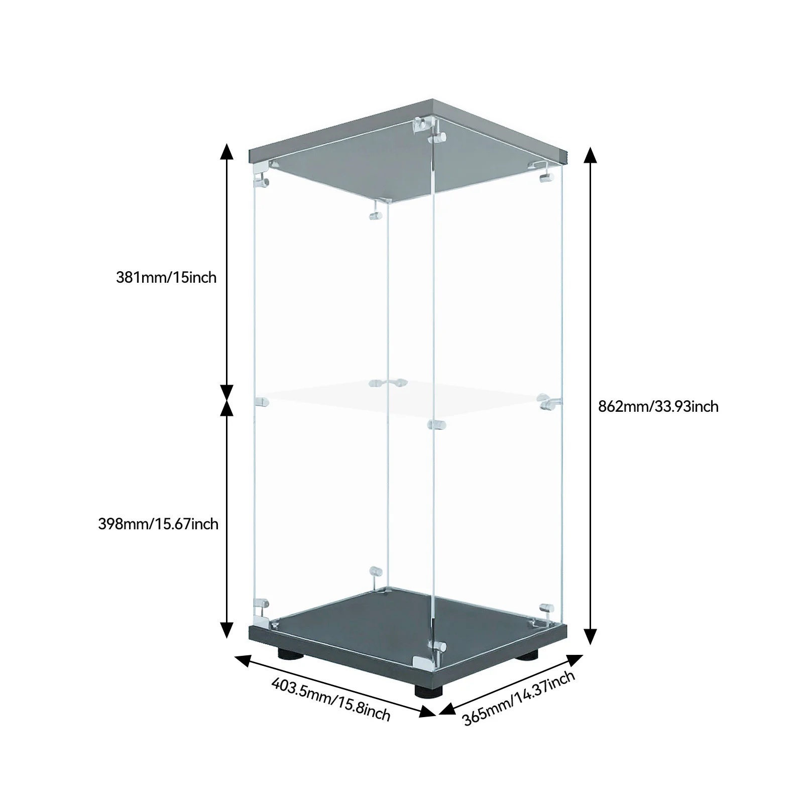 Glass Vitrina, 2 layers, glass cabinet, living room with LED, modern glass Collection cabinet, glass cabinet for Desk, collar objects
