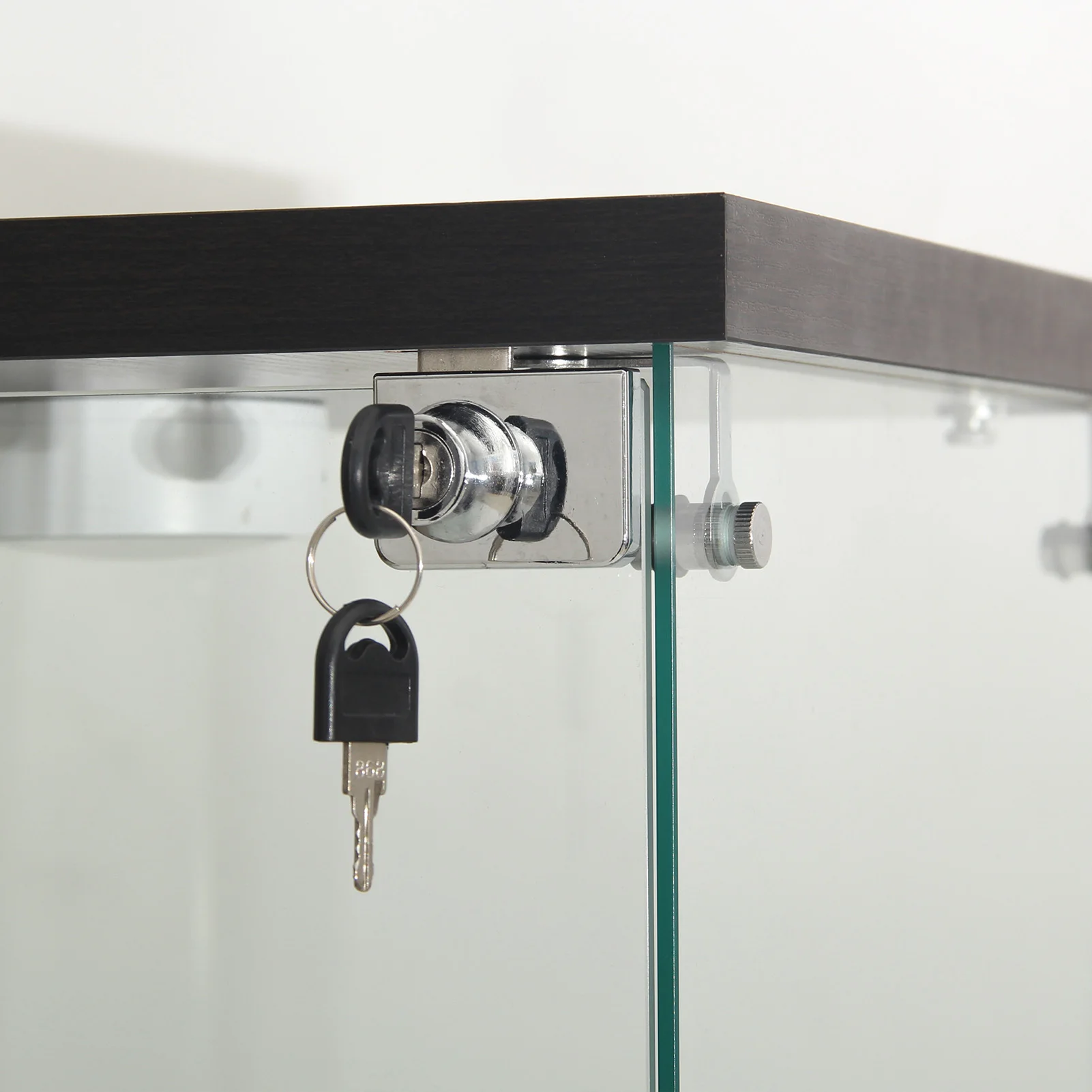 Glass Vitrina, 2 layers, glass cabinet, living room with LED, modern glass Collection cabinet, glass cabinet for Desk, collar objects