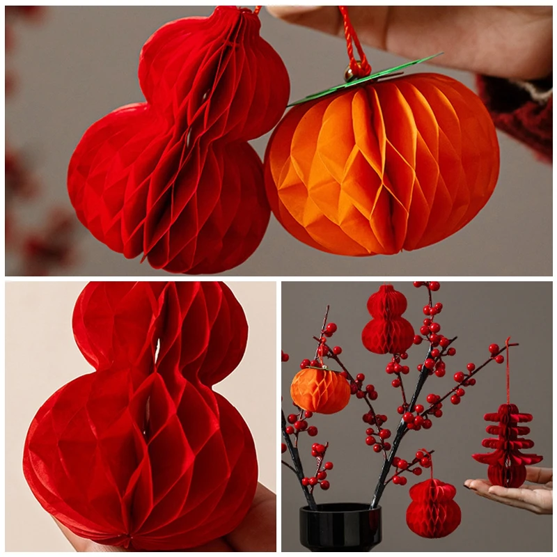 Chinese New Year Decorations 2026 Honeycomb Hanging Ornament Spring Festival Wedding Decoration Lunar New Year tet Decorations