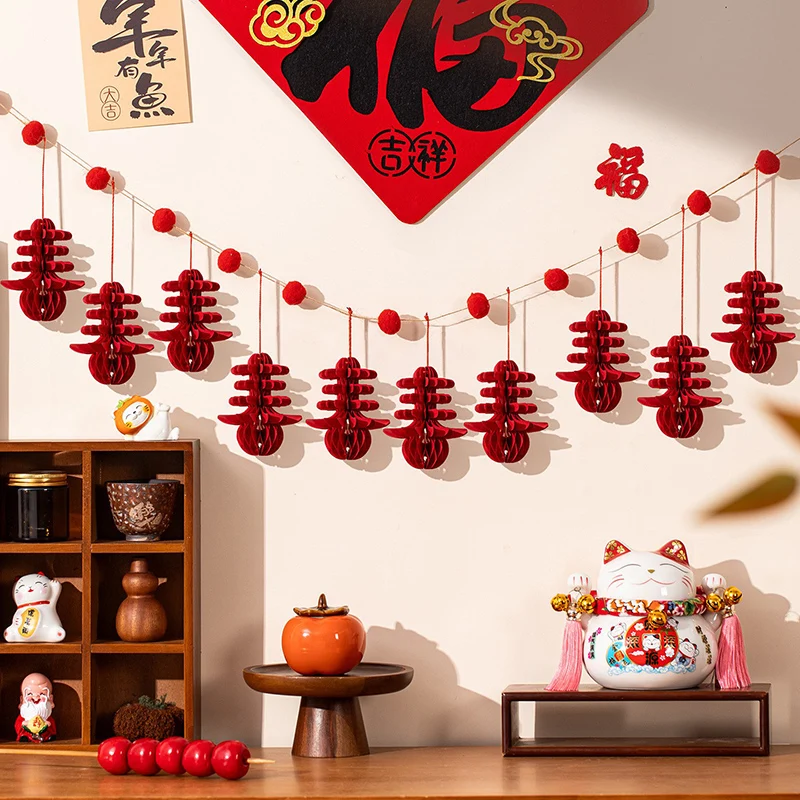Chinese New Year Decorations 2026 Honeycomb Hanging Ornament Spring Festival Wedding Decoration Lunar New Year tet Decorations