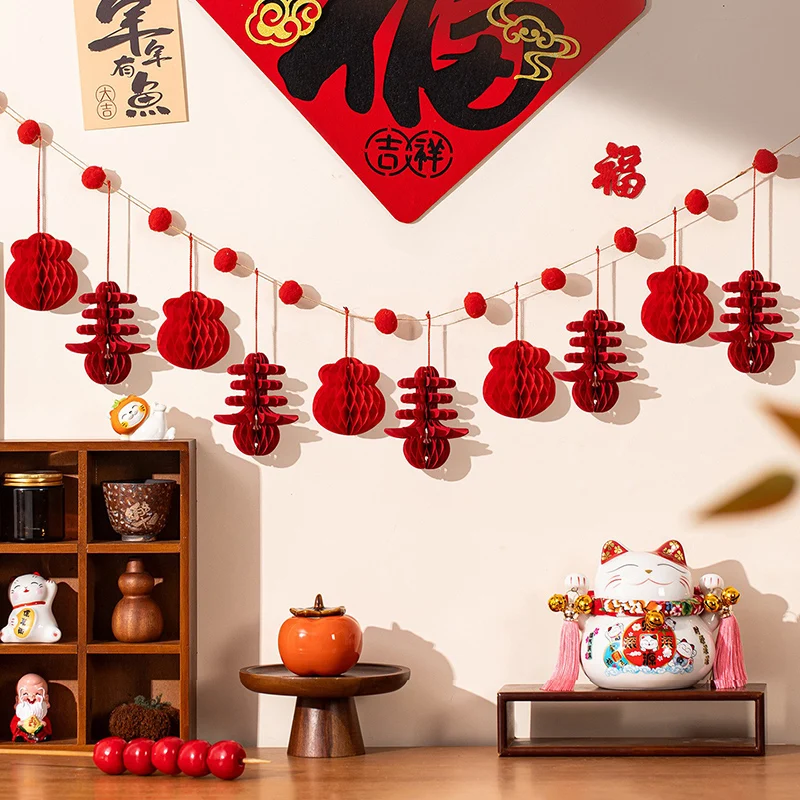 Chinese New Year Decorations 2026 Honeycomb Hanging Ornament Spring Festival Wedding Decoration Lunar New Year tet Decorations