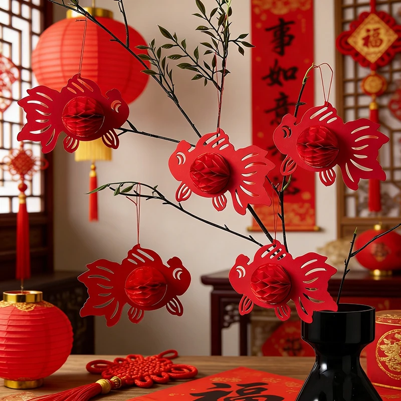 Chinese New Year Decorations 2026 Honeycomb Hanging Ornament Spring Festival Wedding Decoration Lunar New Year tet Decorations