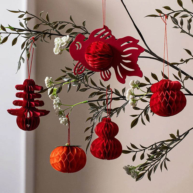 Chinese New Year Decorations 2026 Honeycomb Hanging Ornament Spring Festival Wedding Decoration Lunar New Year tet Decorations