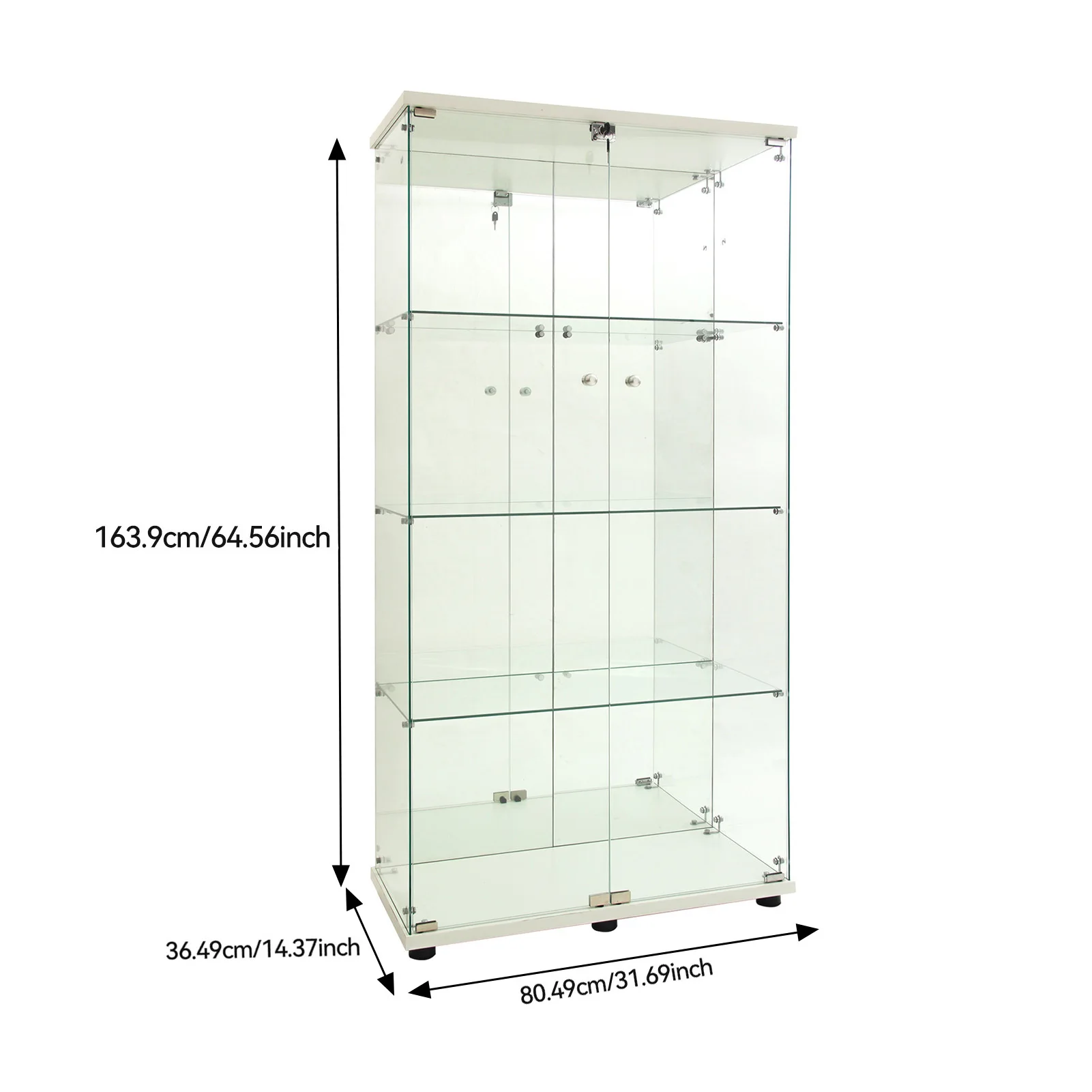 4-layer glass glass cabinet, glass cabinet with LED living room, modern glass Collection cabinet, glass cabinet, with mirror rear panel