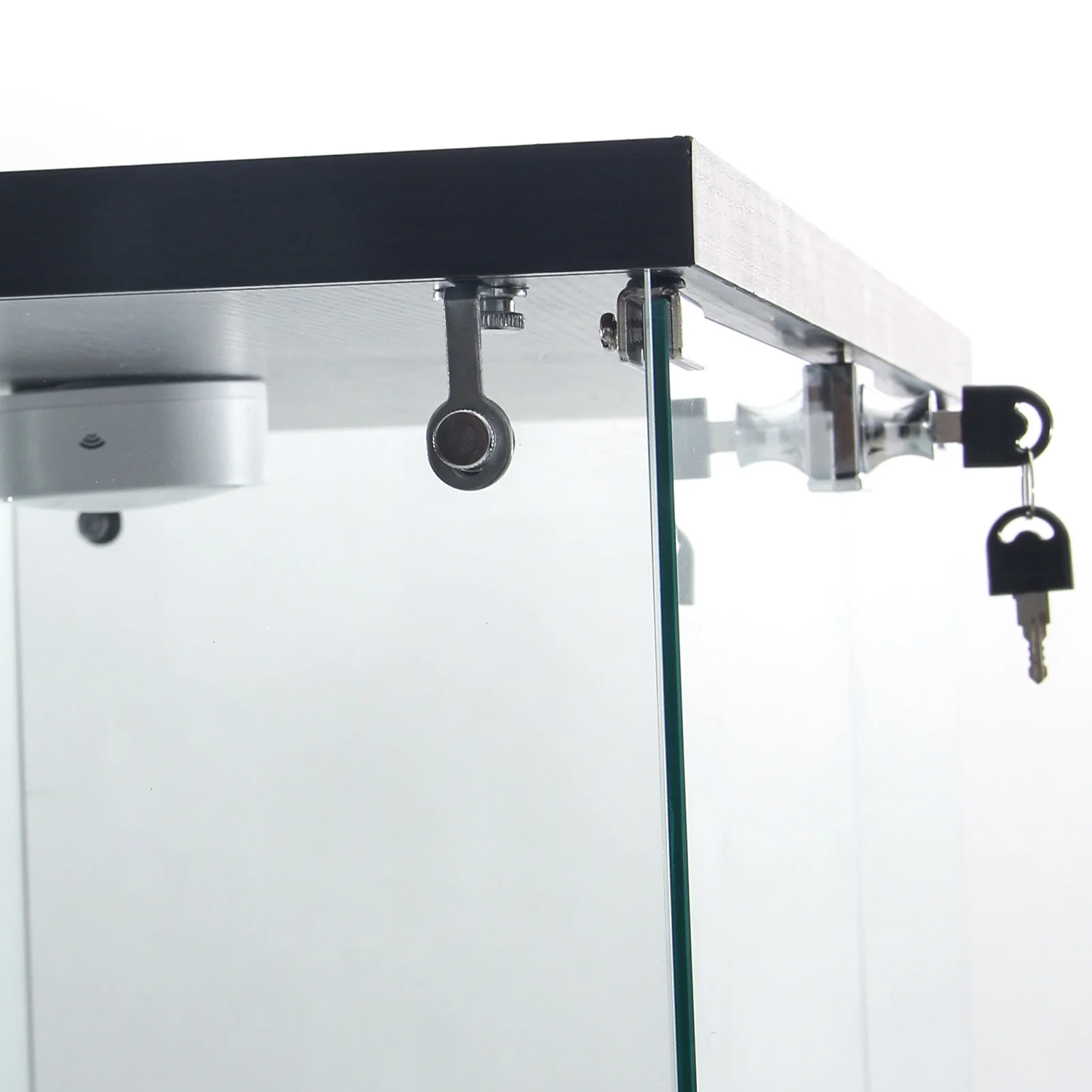 4-layer glass glass cabinet, glass cabinet with LED living room, modern glass Collection cabinet, glass cabinet, with mirror rear panel