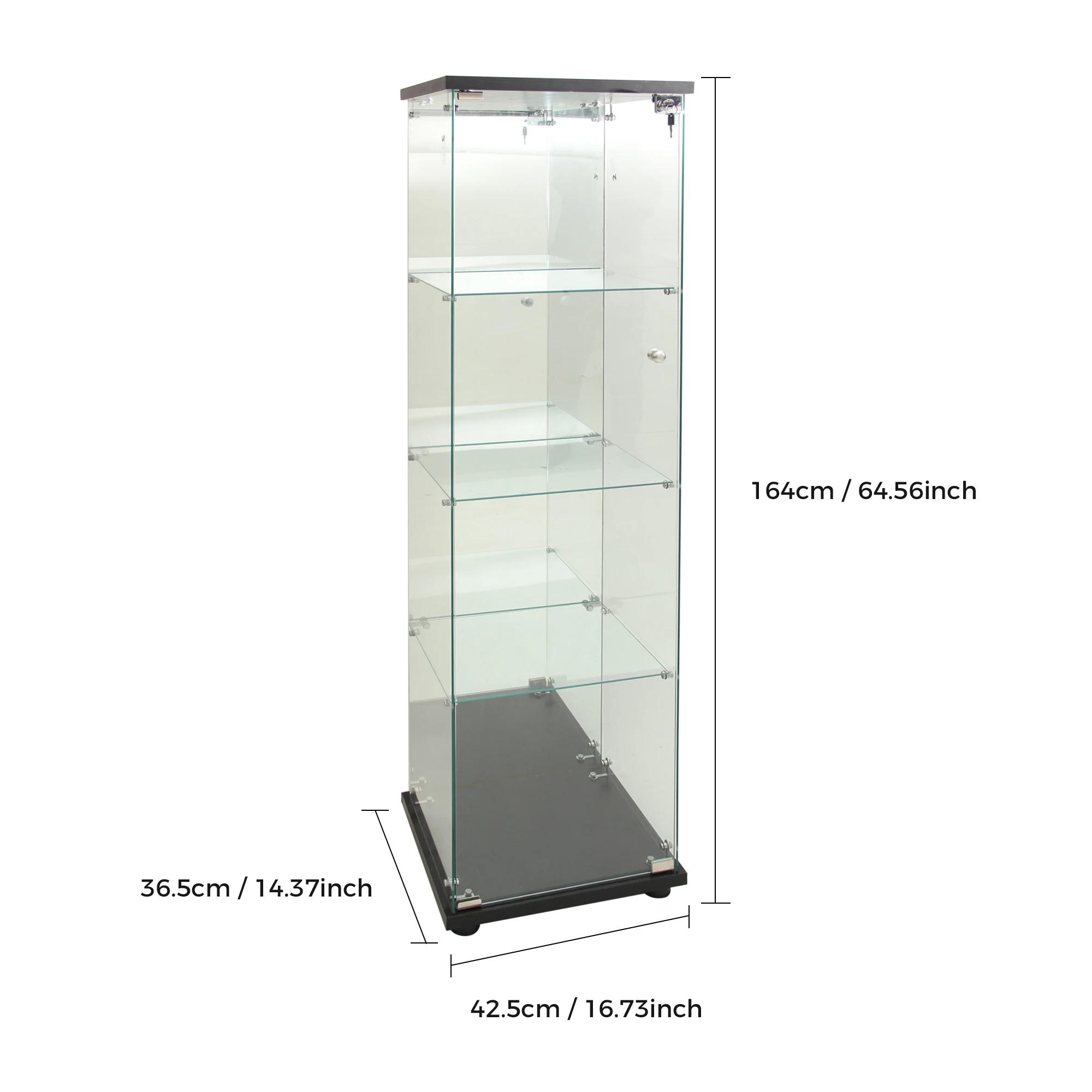 4-layer glass glass cabinet, glass cabinet with LED living room, modern glass Collection cabinet, glass cabinet, with mirror rear panel