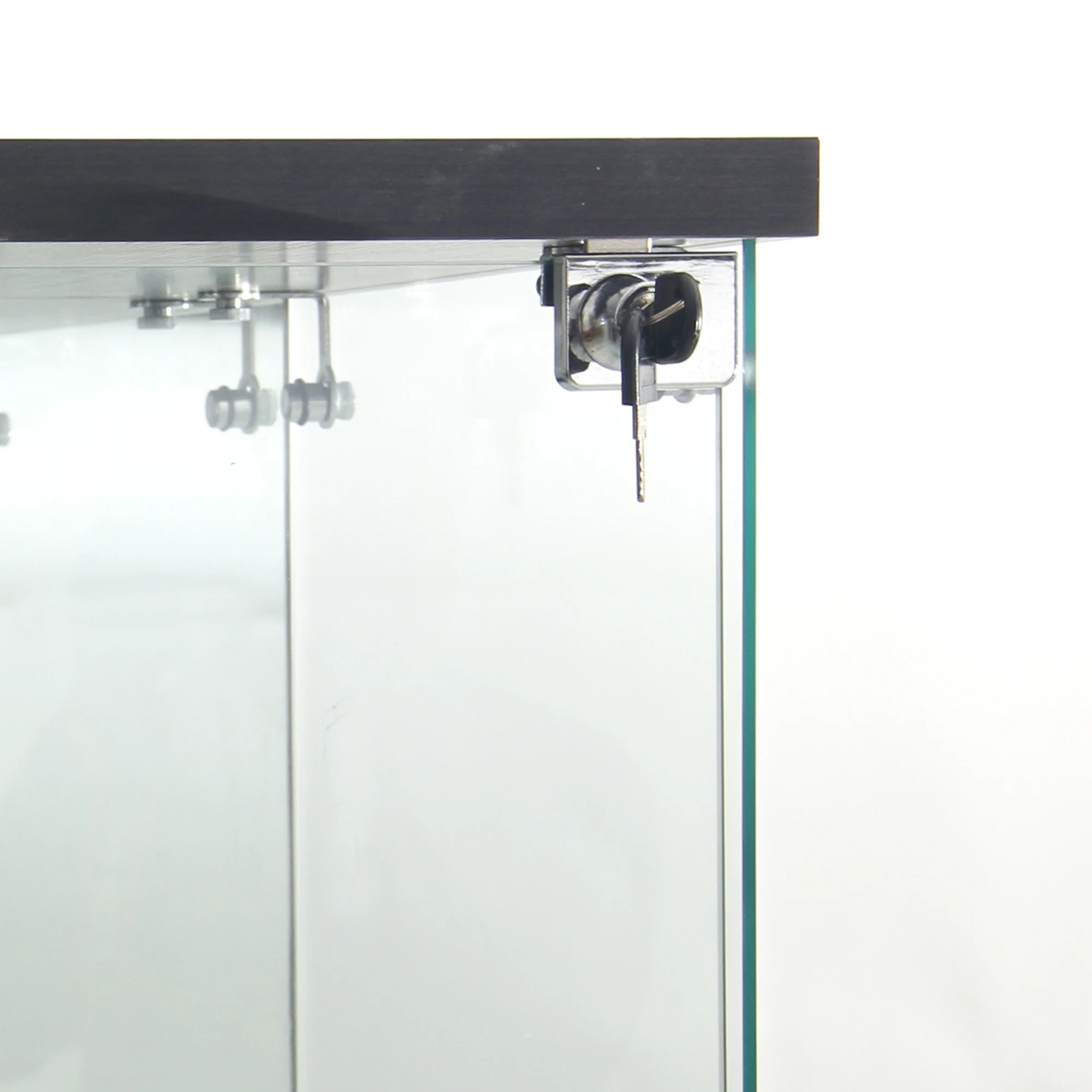 4-layer glass glass cabinet, glass cabinet with LED living room, modern glass Collection cabinet, glass cabinet, with mirror rear panel