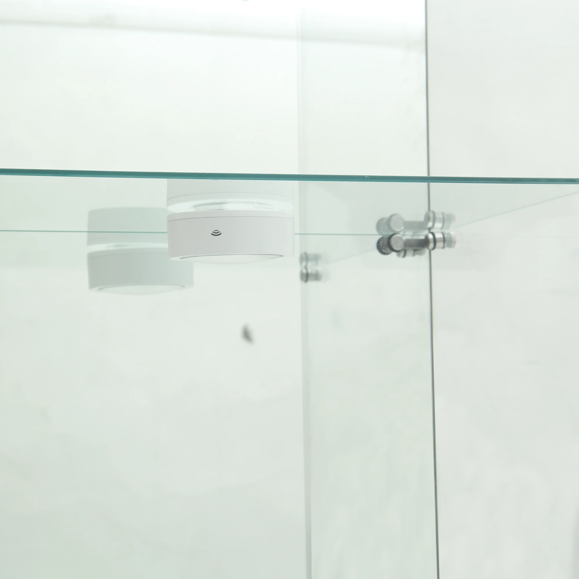 4-layer glass glass cabinet, glass cabinet with LED living room, modern glass Collection cabinet, glass cabinet, with mirror rear panel