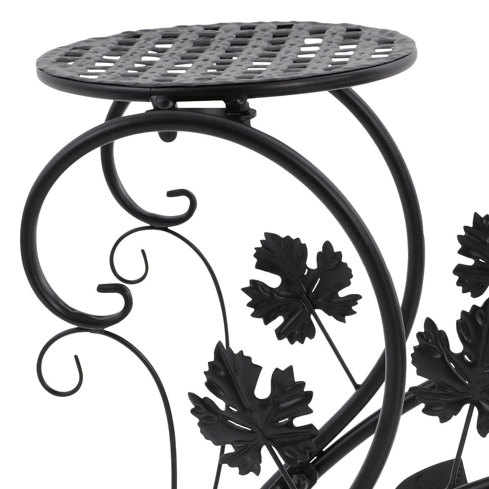 2-Pack Metal Flower Stand - Vintage Black/White Plant Shelf for Balcony/Garden/Living Room