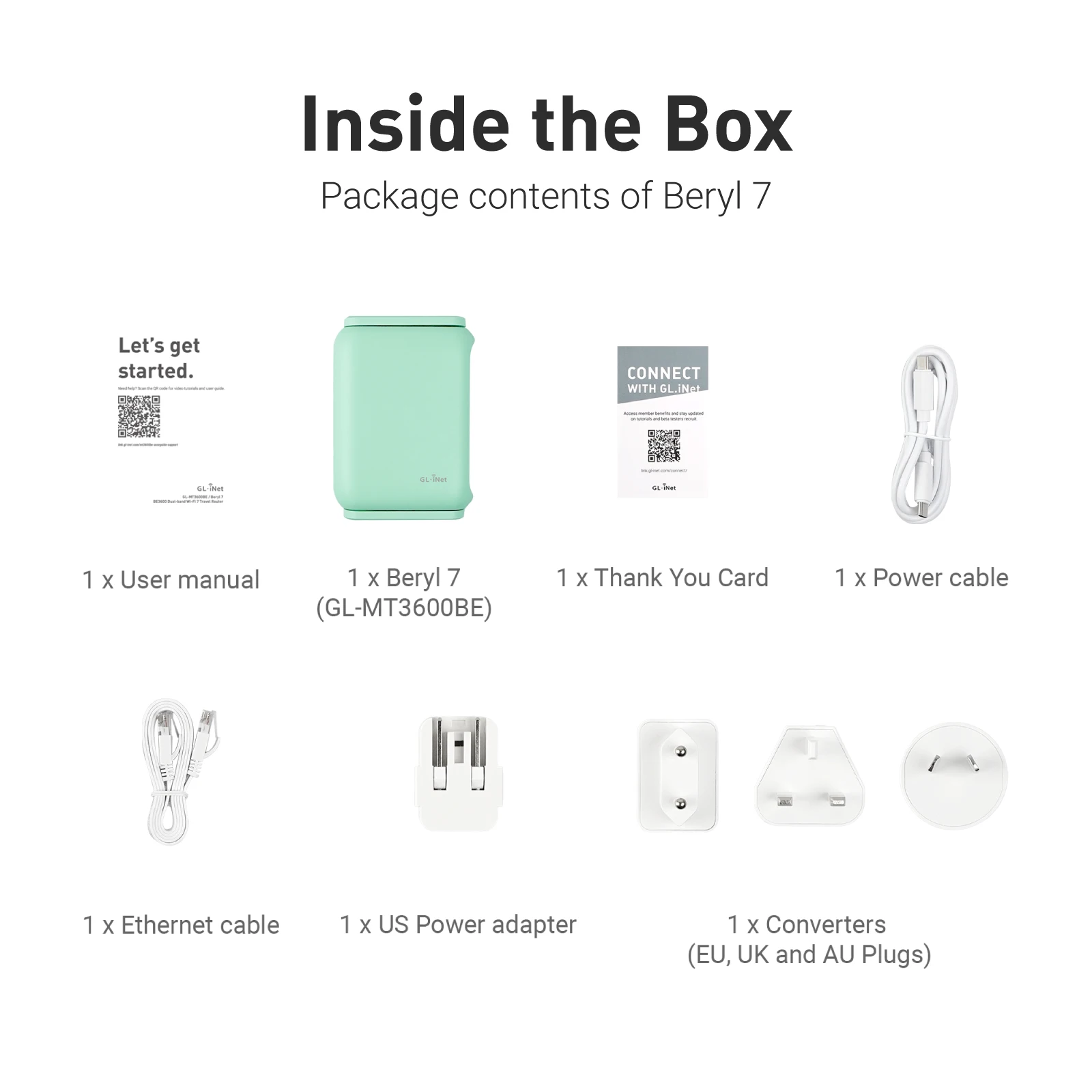 GL.iNet GL-MT3600BE Beryl 7 Dual-Band Wi‑Fi 7 Travel Router, Wireless Portable Wi‑Fi Travel Router, Dual 2.5G Ports, USB 3.0, WireGuard VPN 1100 Mbps, OpenWrt, WPA3, AdGuard Home, Network Privacy Protection