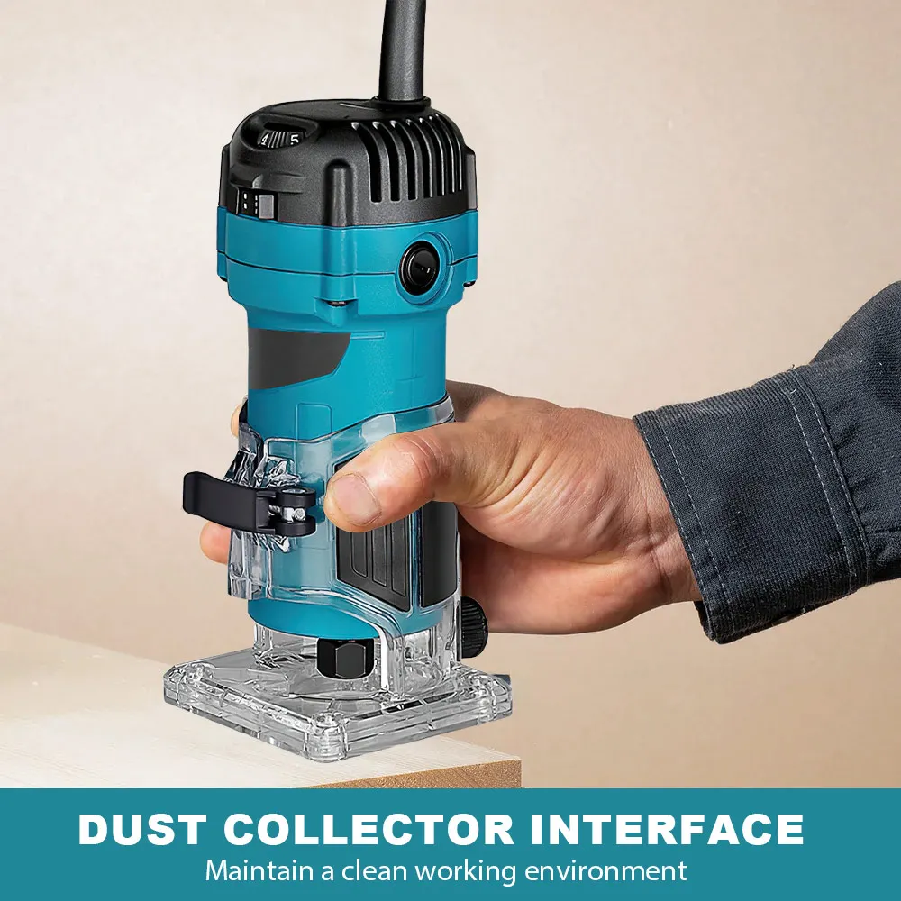 800W Electric Trimming Machine 6 Speed 34000rpm Woodworking Milling Engraving Hand Wood Edge Router Trimmer Home DIY Power Tools