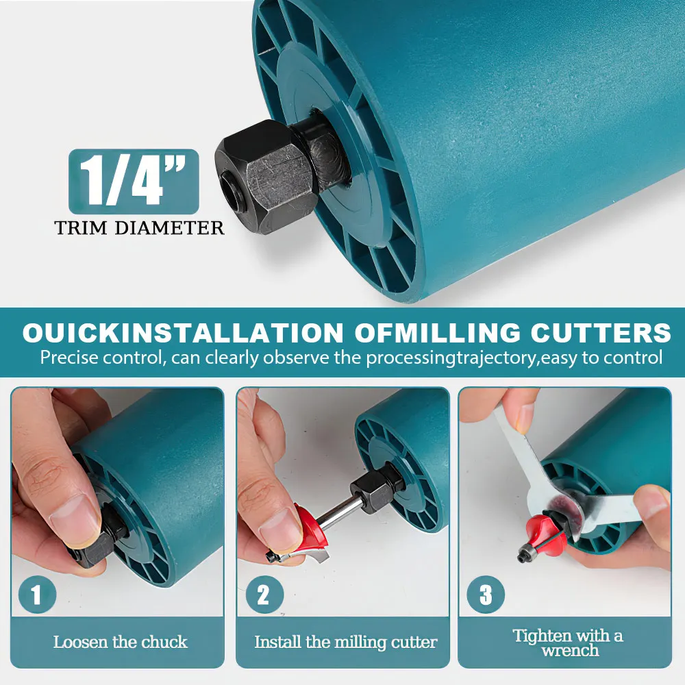 800W Electric Trimming Machine 6 Speed 34000rpm Woodworking Milling Engraving Hand Wood Edge Router Trimmer Home DIY Power Tools