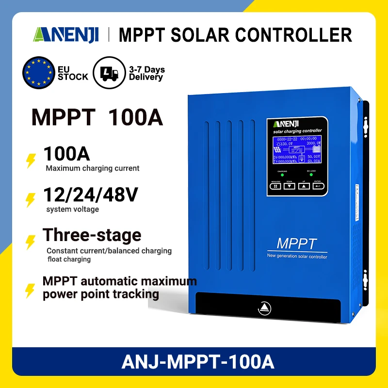 ANENJI 60A/80A/100A MPPT Solar Charging Controller 12V/24V/48V Battery Charger Automatic Maximum Power Tracking Solar Regulator