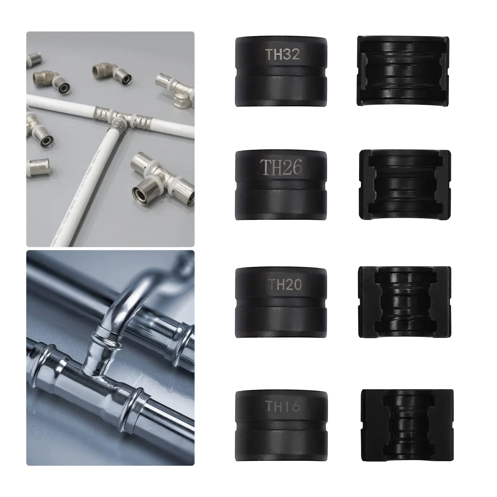 Presser Jaws Set Crimp Insert U16/20/25/32,TH16/20/26/32mm Crimping Dies Tubular Clamp Kit for Pipe Crimping Plier
