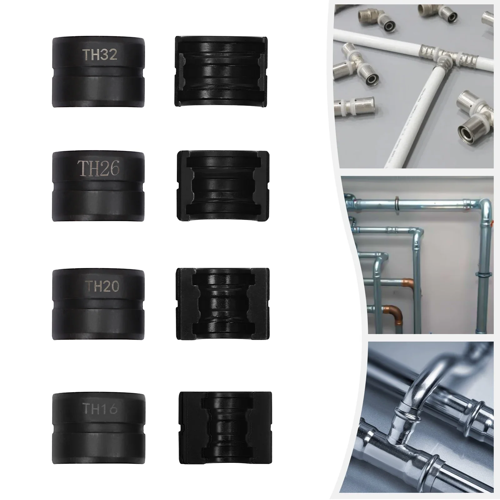 Presser Jaws Set Crimp Insert U16/20/25/32,TH16/20/26/32mm Crimping Dies Tubular Clamp Kit for Pipe Crimping Plier