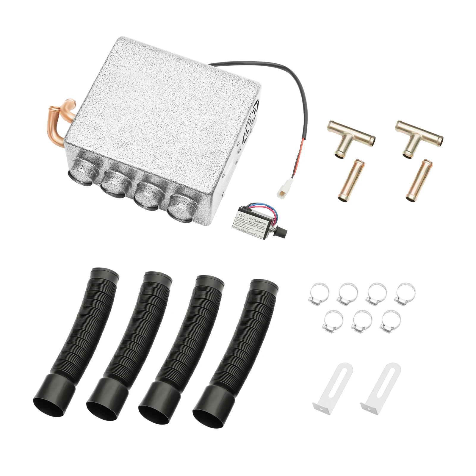 Car Seat Heater 12V 4-Way Heater 28*23*10cm Universal Auto Car Heater 2x2.75in Air Inlets for Cars/ Trucks/Ships/RVs/Harvesters