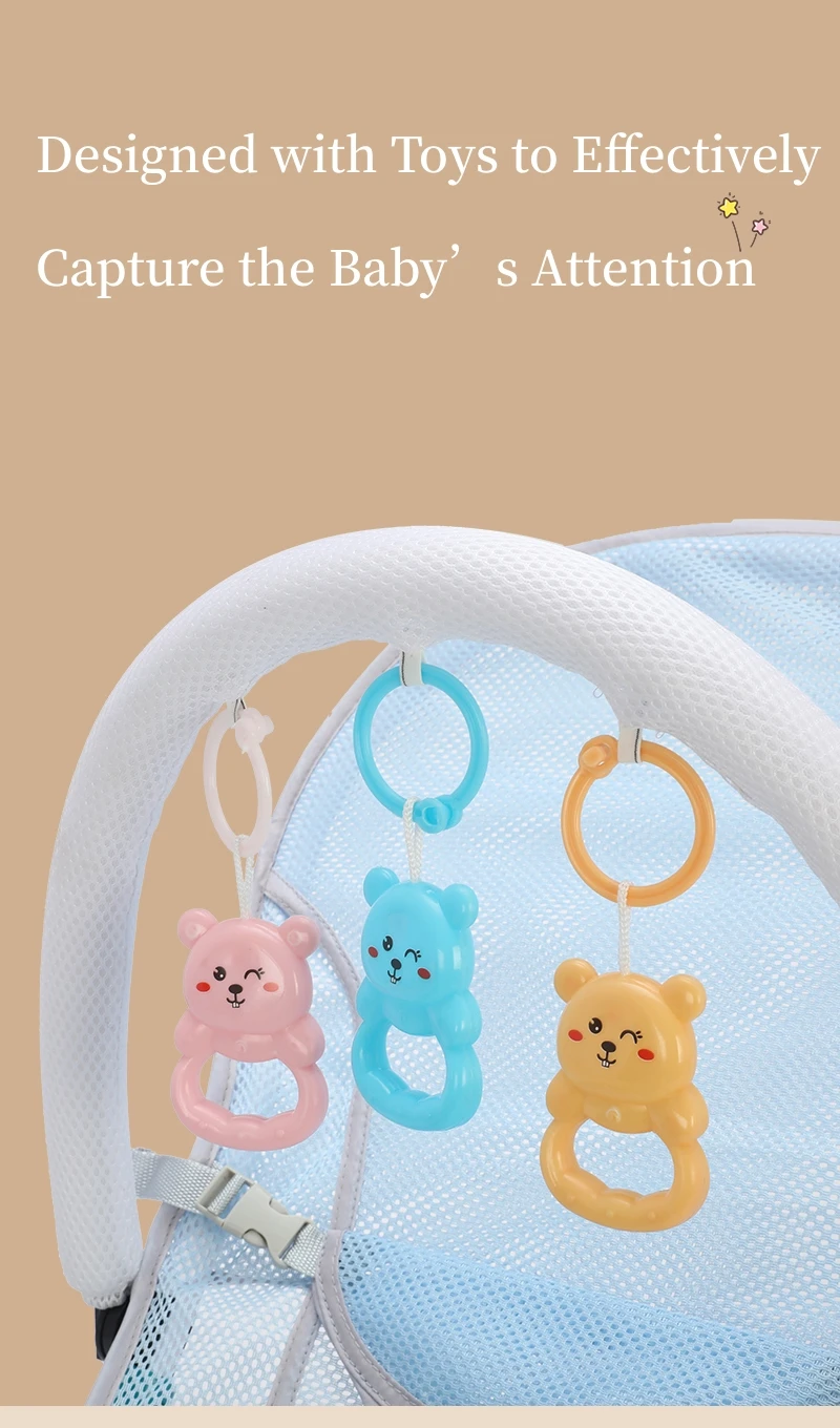 3-height Adjust Baby Rocking Chair Musical Baby Swing Chair for 0-12 Months Multifunctional Newborn Baby Bouncer Swing