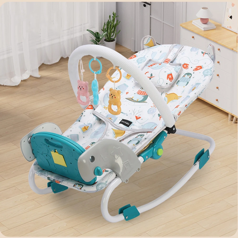 3-height Adjust Baby Rocking Chair Musical Baby Swing Chair for 0-12 Months Multifunctional Newborn Baby Bouncer Swing
