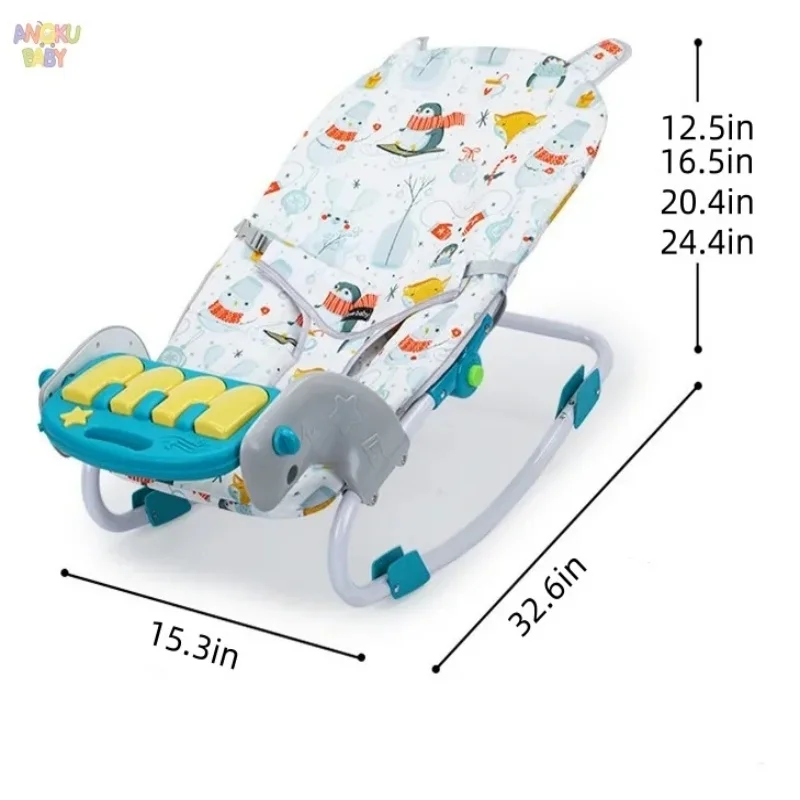 3-height Adjust Baby Rocking Chair Musical Baby Swing Chair for 0-12 Months Multifunctional Newborn Baby Bouncer Swing