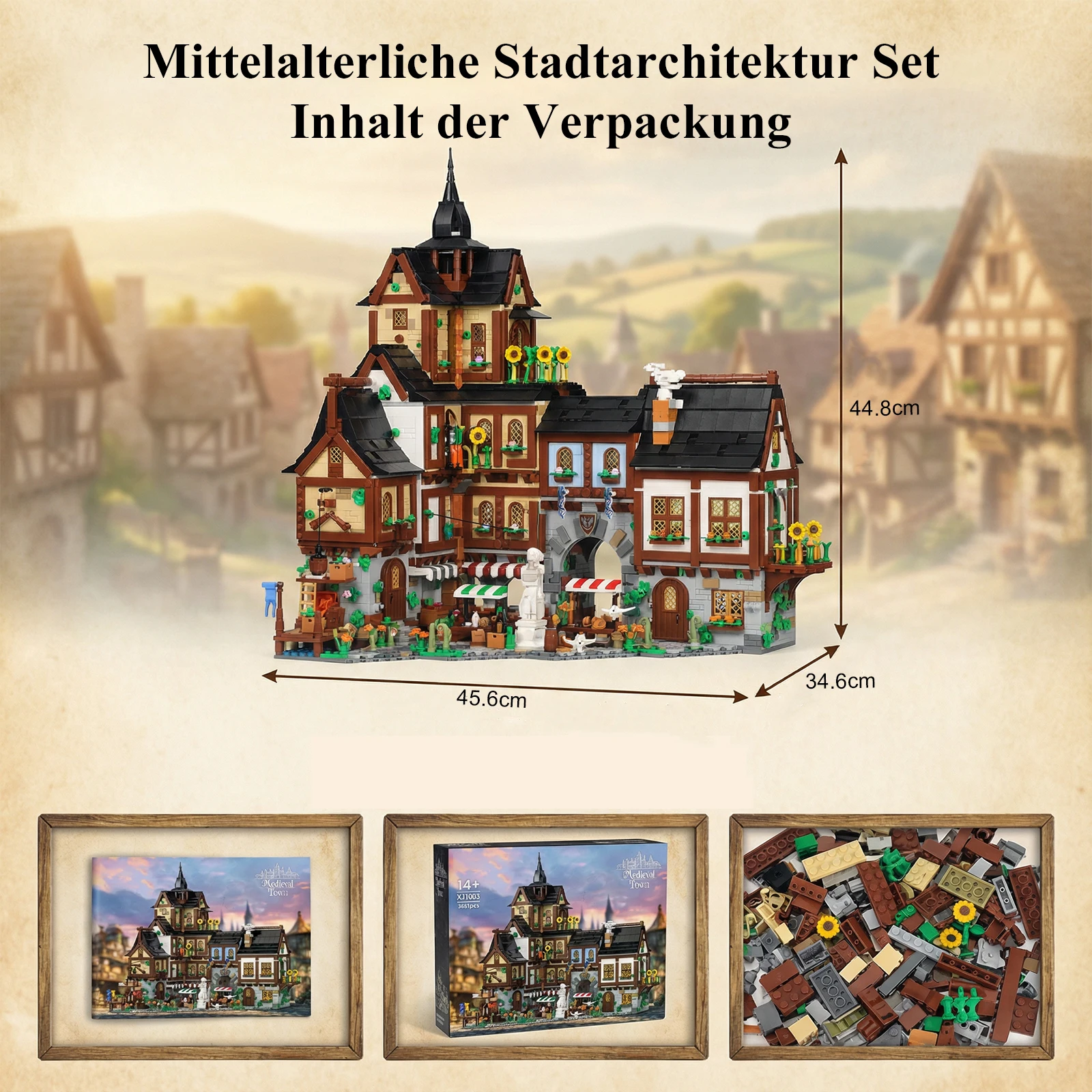 3867PCS Medieval Europe Town Building Blocks Set Architecture Street View Model Bricks DIY Assembly Toys for Adults Kids Gifts