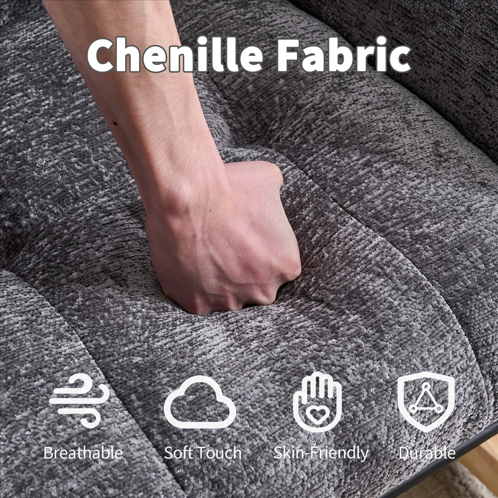 Soft Chenille Upholstered Glider Rocking Chair Scandinavian Style Recliner Armchair for Living Room Bedroom Comfort
