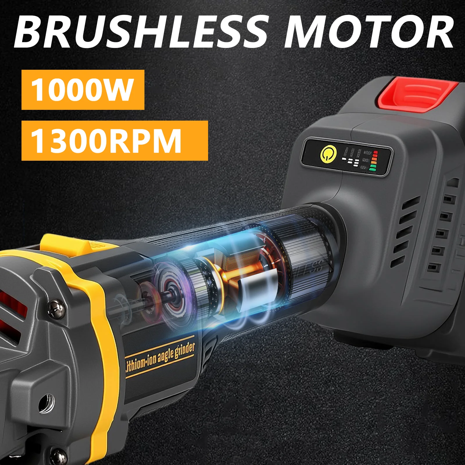 1000W 125MM Brushless Electric Angle GrinderCutting Machine Woodworking Power Tool For Makita 18V Battery #20
