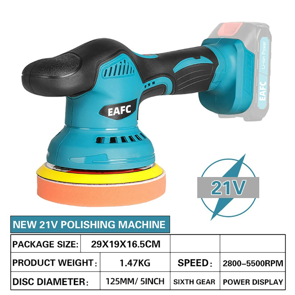 EAFC Car Polishers Wireless Automotive Polishing Machine Wax Tool Adjustable Speed 12V Electric Waxing Repairing with Battery