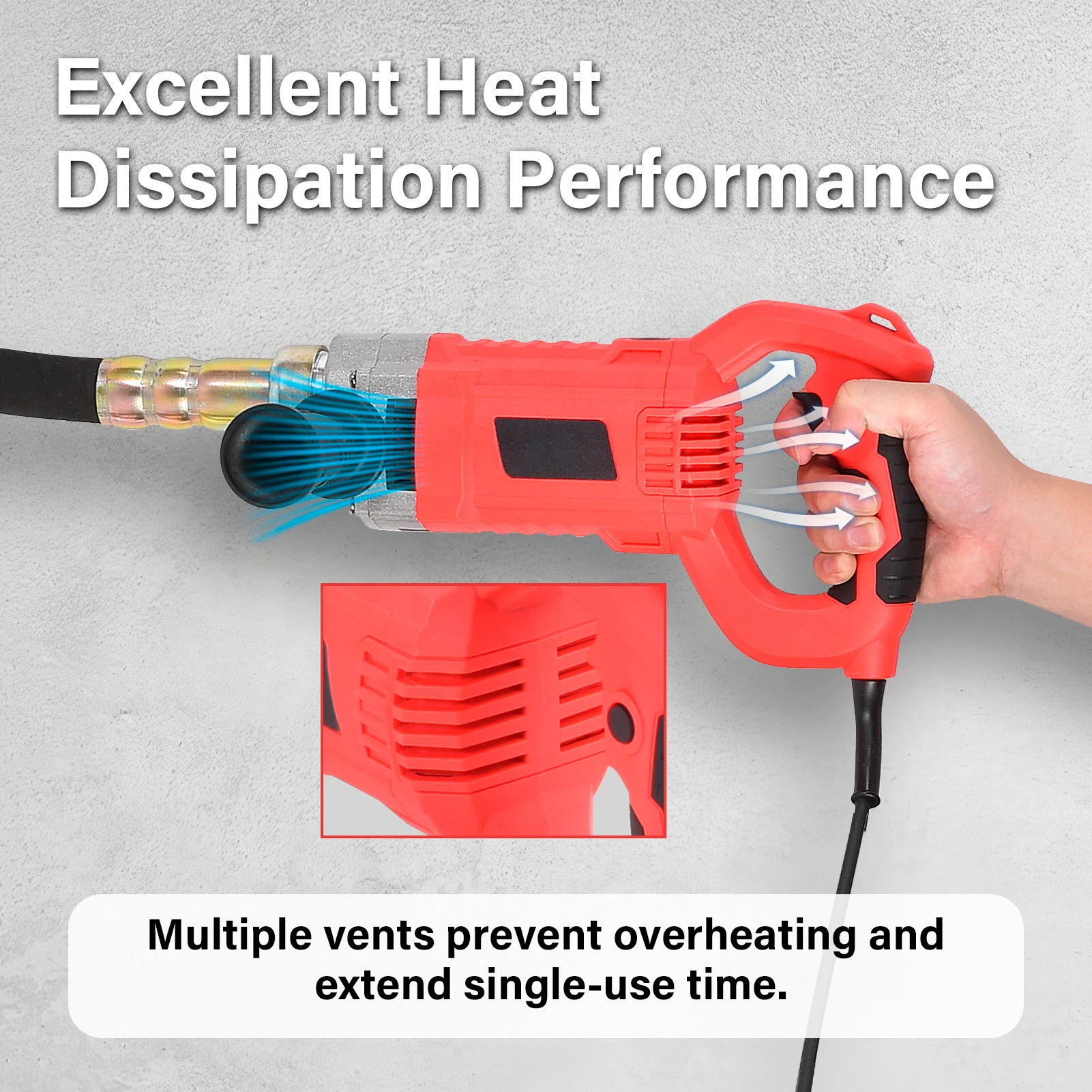 Concrete Vibrator 1600W Handheld Concrete Tool Mixer 5600 rpm Construction Insertion Vibrator with 2M Long Flexible Shaft