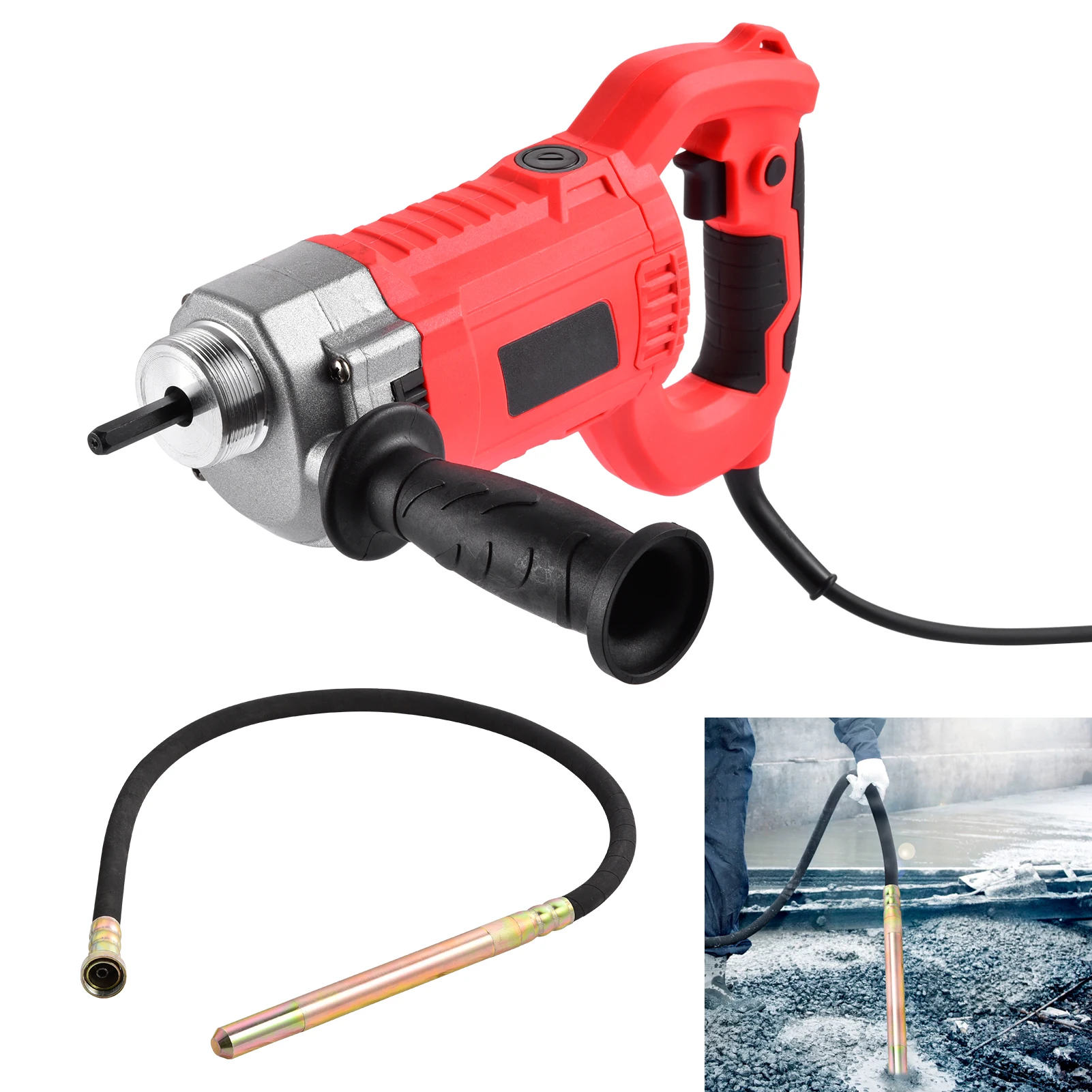 Concrete Vibrator 1600W Handheld Concrete Tool Mixer 5600 rpm Construction Insertion Vibrator with 2M Long Flexible Shaft