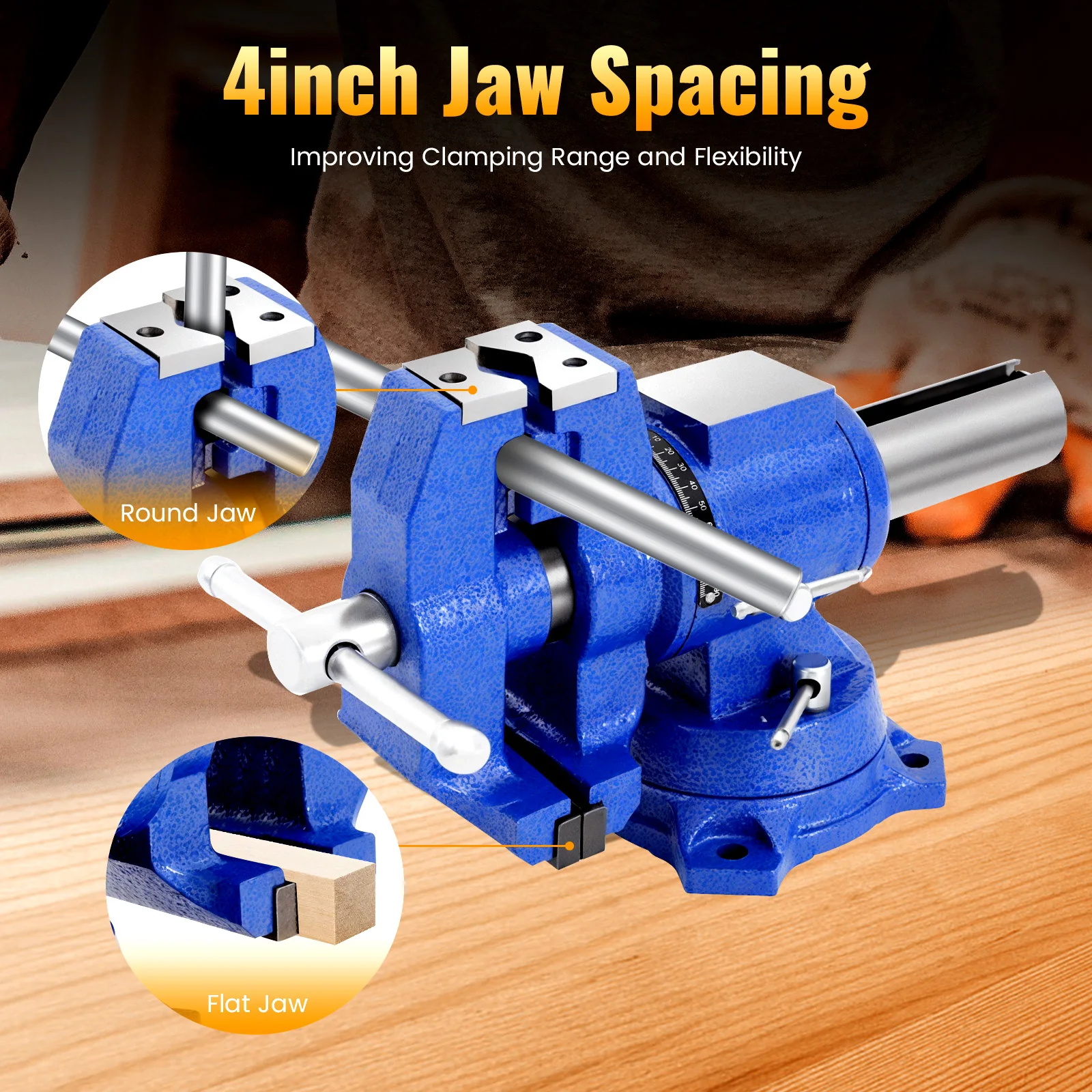 4"Vice Large Span Table Vice Two Axis Rotation 360 Degree Parallel Vice High Quality 100mm