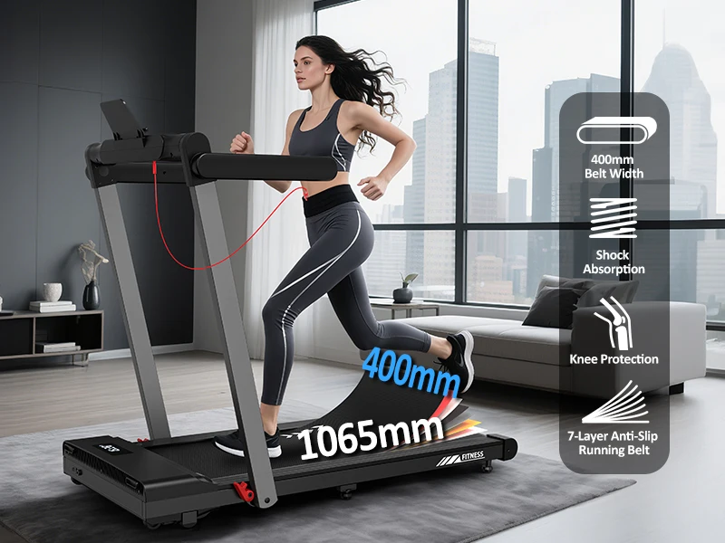 Professional Home Office Walking Pad 2.5HP Quiet Motor Space-Saving Foldable Treadmill with Bluetooth