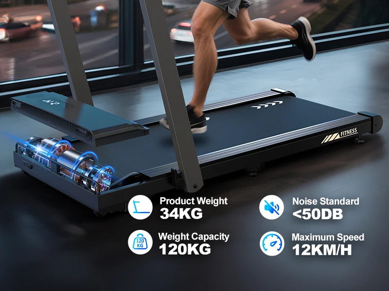Professional Home Office Walking Pad 2.5HP Quiet Motor Space-Saving Foldable Treadmill with Bluetooth