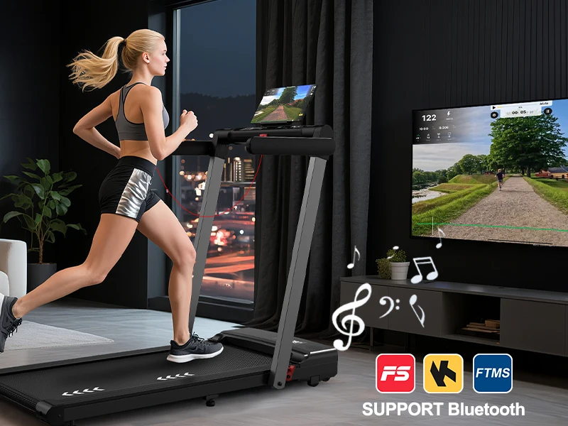 Professional Home Office Walking Pad 2.5HP Quiet Motor Space-Saving Foldable Treadmill with Bluetooth