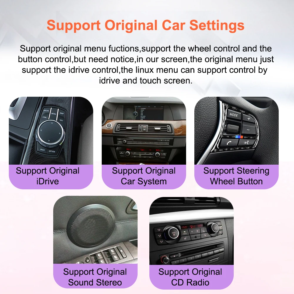 Bonroad Linux multimedia touch screen for BMW Series 5 F10 F11 CIC system NBT 2011-2017 Carplay without thread Android Auto Car Radio