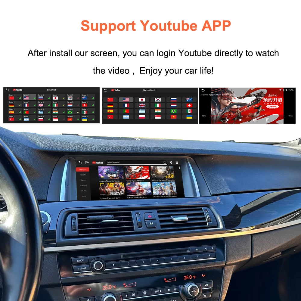 Bonroad Linux multimedia touch screen for BMW Series 5 F10 F11 CIC system NBT 2011-2017 Carplay without thread Android Auto Car Radio