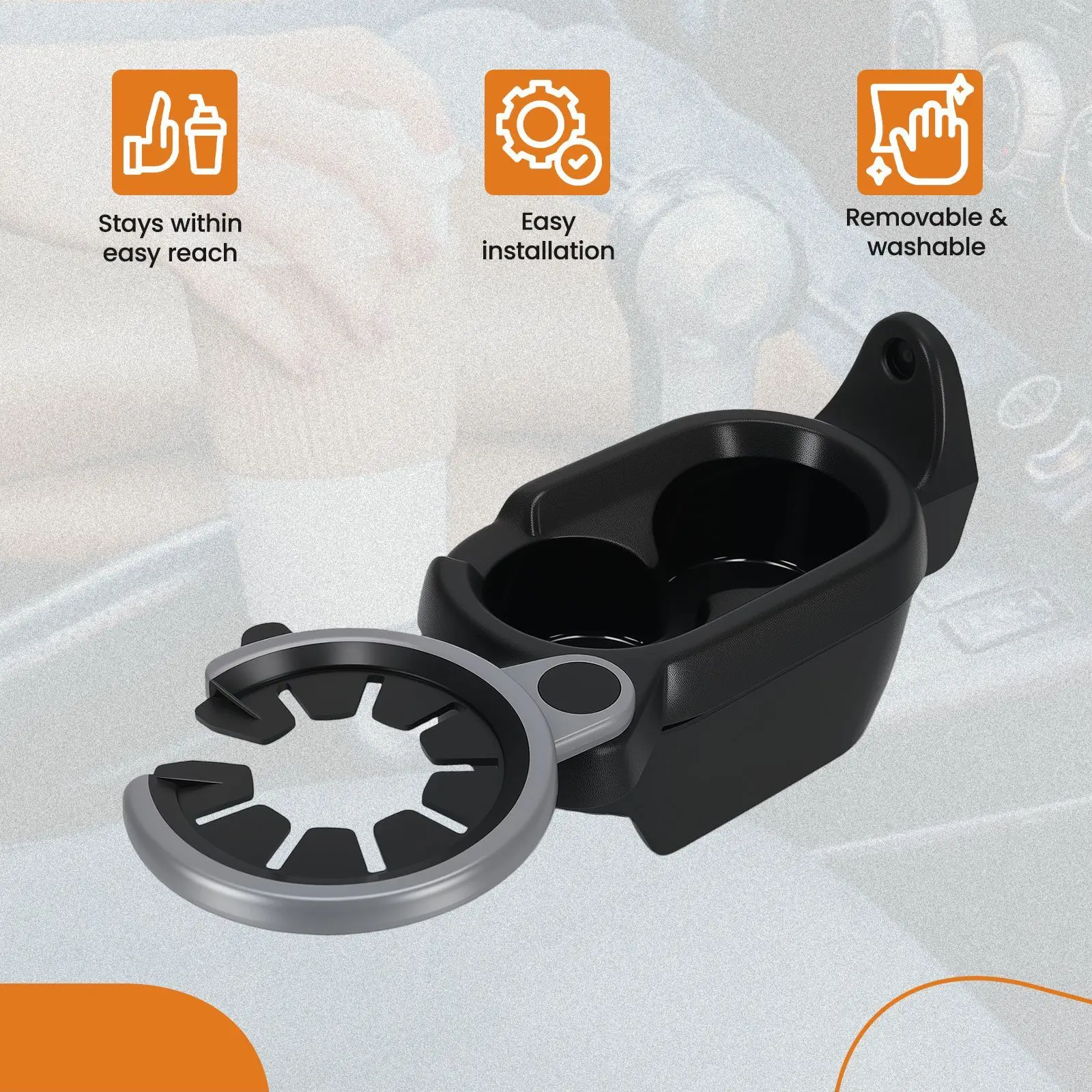 Centre Black Cup Holder for Smart Fortwo 2007-2014 A4518100370 Front ABS PC
