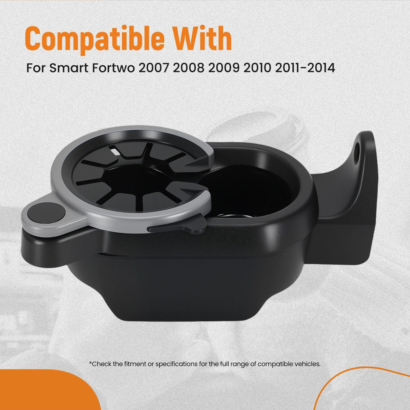 Centre Black Cup Holder for Smart Fortwo 2007-2014 A4518100370 Front ABS PC