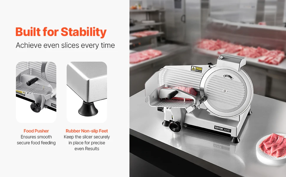 SucceBuy 10 inch Commercial Meat Slicer Electric Deli Food Slicer 180W Meat Cutter w/ Premium 65Mn Blade Food Slicer Machine