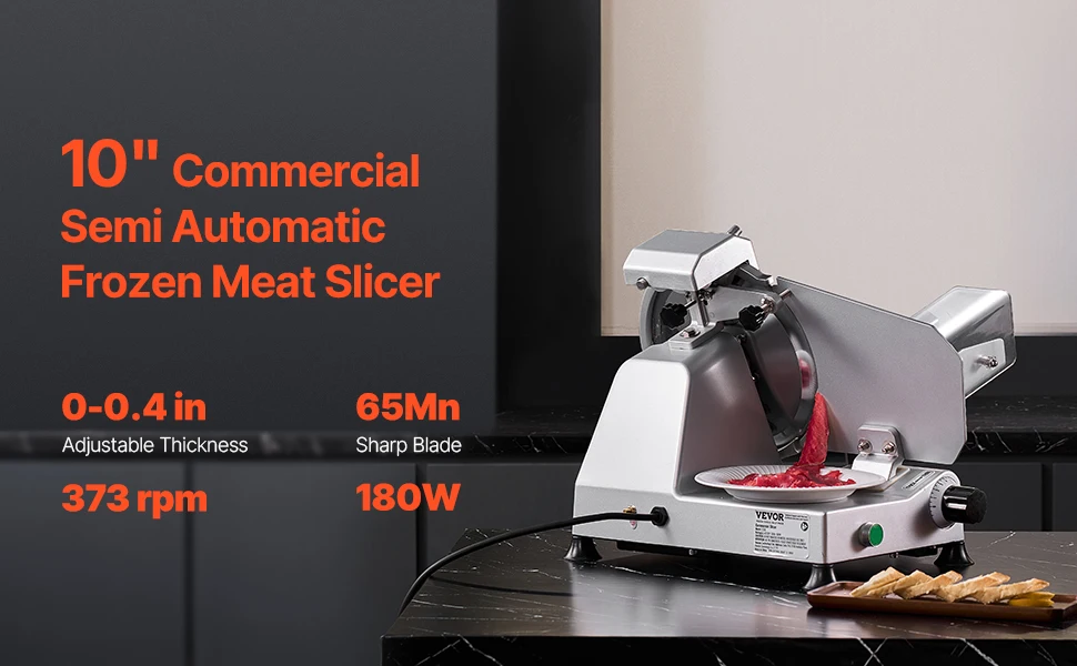 SucceBuy 10 inch Commercial Meat Slicer Electric Deli Food Slicer 180W Meat Cutter w/ Premium 65Mn Blade Food Slicer Machine
