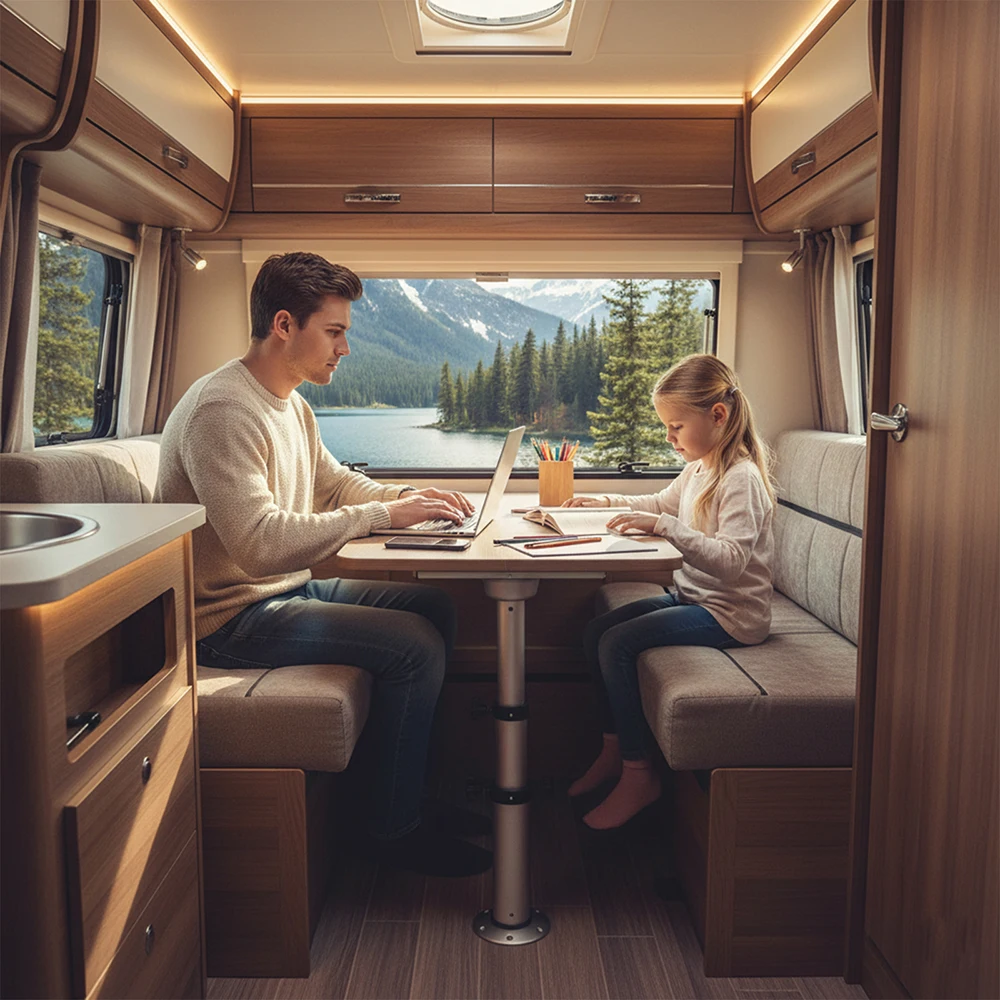 3 Position Adjustable Rv Table Leg Base, Suitable for RV, Campervan, Boat and Yacht, Height Adjustable from 42.5–75 CM