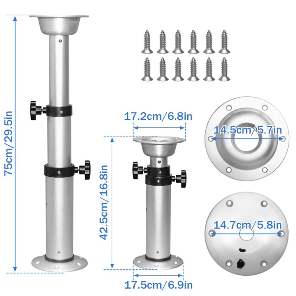 3 Position Adjustable Rv Table Leg Base, Suitable for RV, Campervan, Boat and Yacht, Height Adjustable from 42.5–75 CM