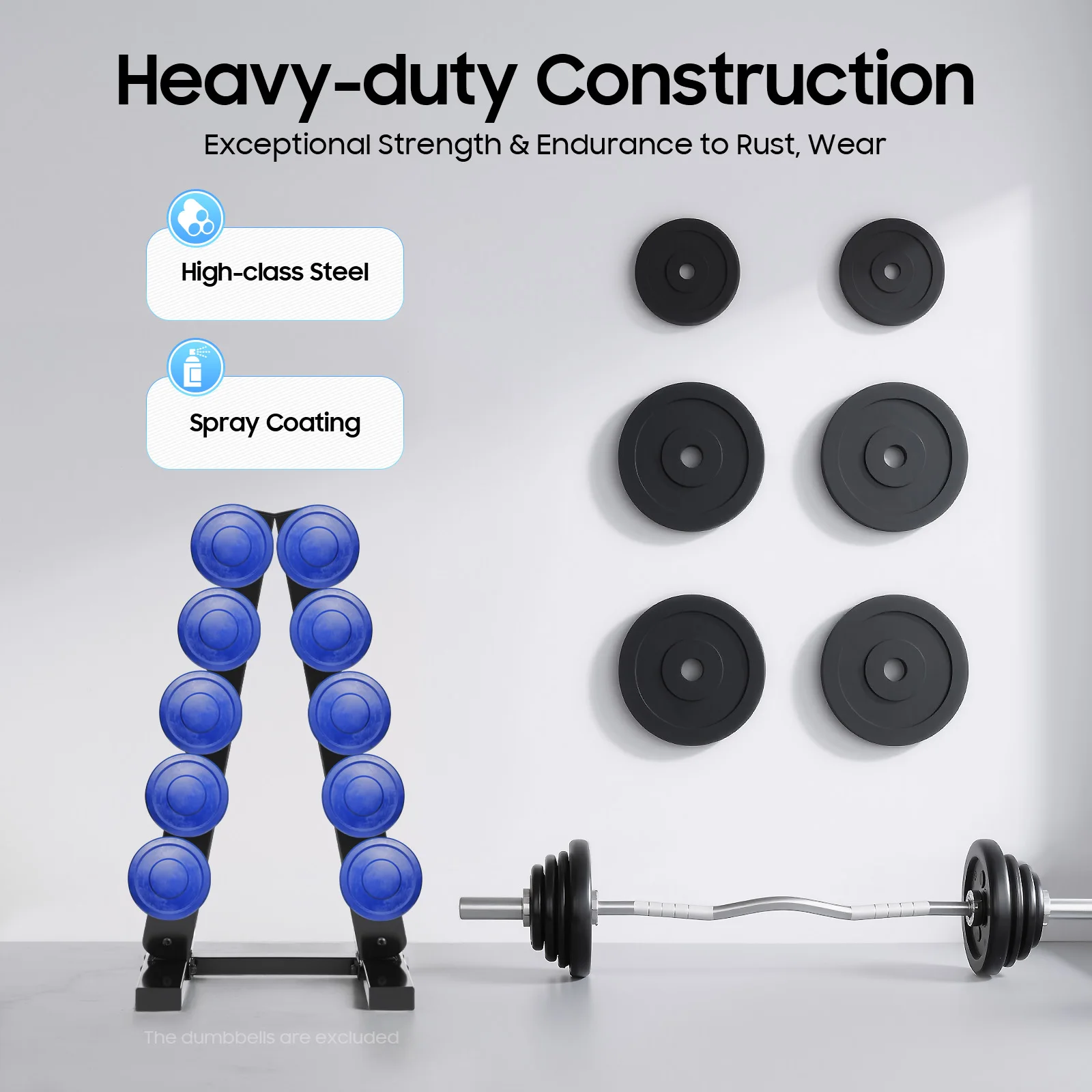 5 Tiers Dumbbell Rack Stand, Steel A-Frame Dumbbell Weight Rack, For Storing Dumbbells in Homes, Hotels, Gyms, Schools