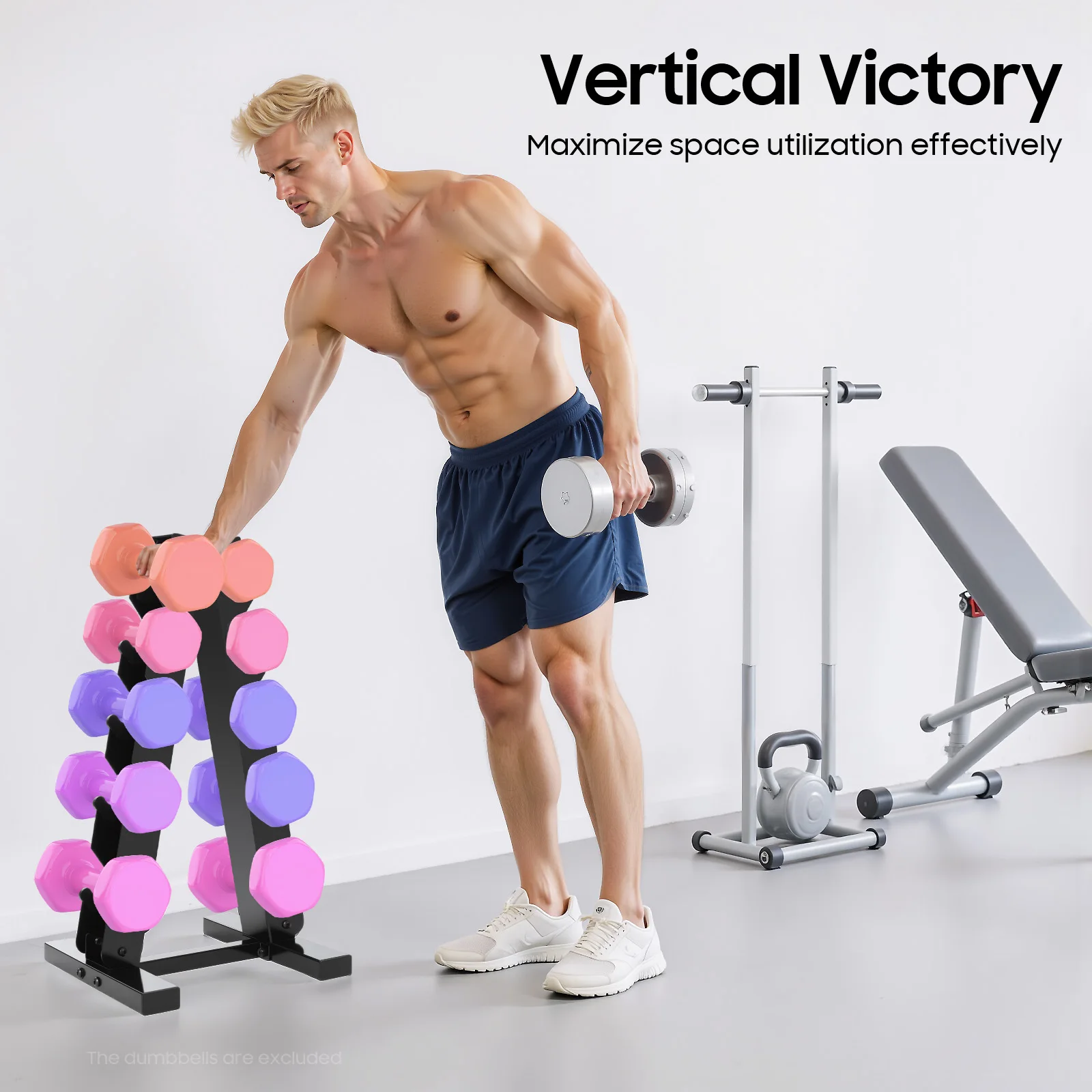 5 Tiers Dumbbell Rack Stand, Steel A-Frame Dumbbell Weight Rack, For Storing Dumbbells in Homes, Hotels, Gyms, Schools