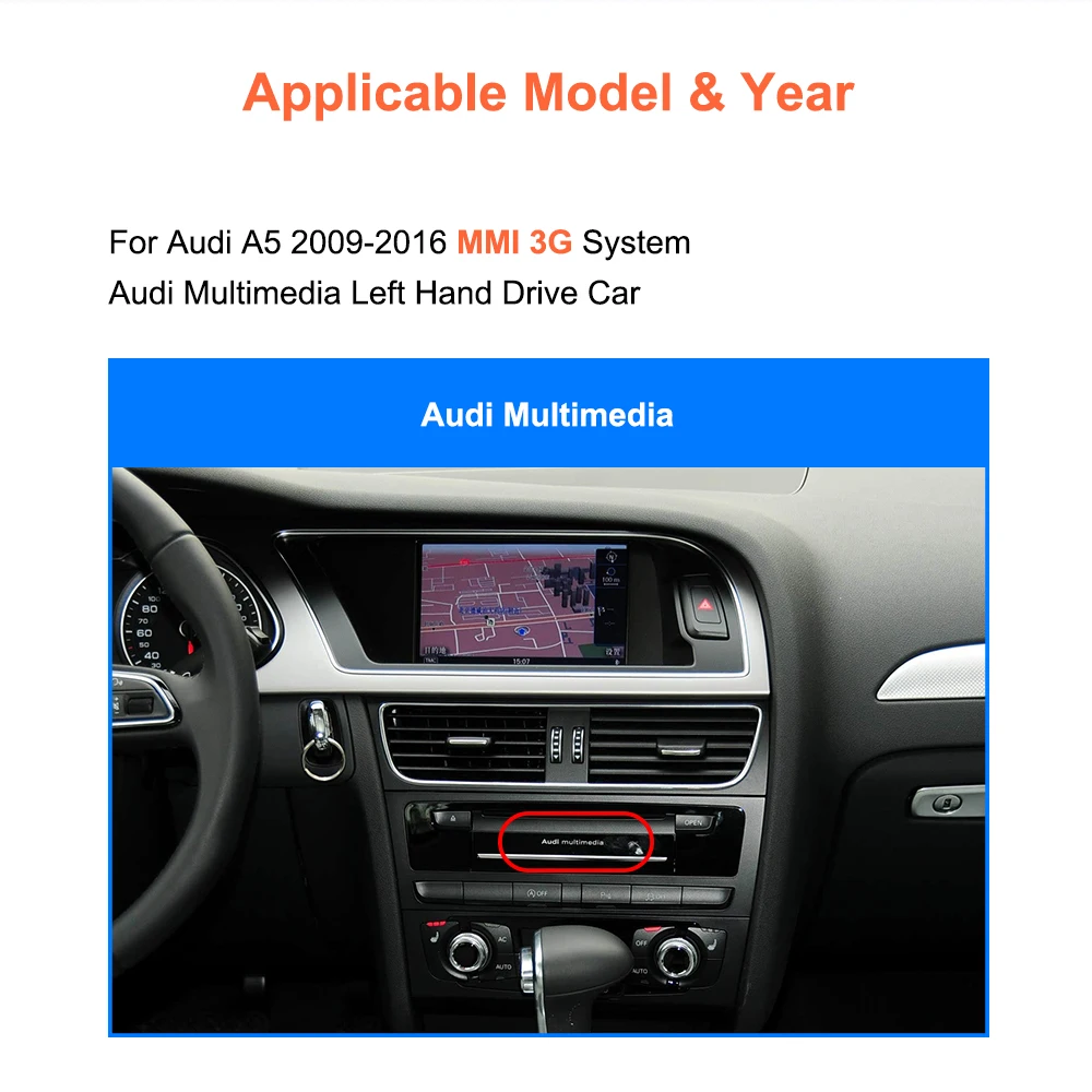 Bonroad 8.8 Inch Linux Carplay Android Car Touch Screen For Audi A5 2009-2016 Multim Radio Airplay Mirror Link Bluetooth WiFi Unit