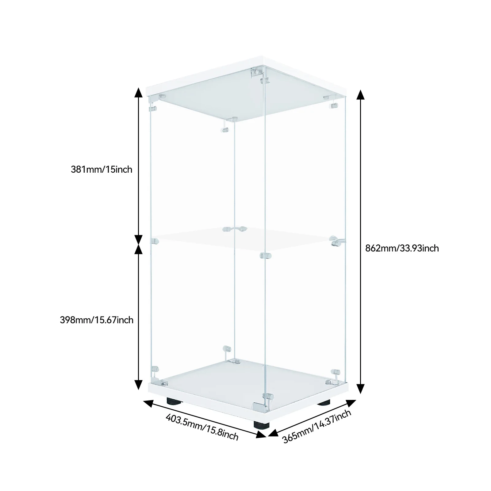 Anajqaqia LED Glass Display Case,Single Door,2 Levels Standing Collector's Display Cabinet for Living Room,Bar,Bedroom,White