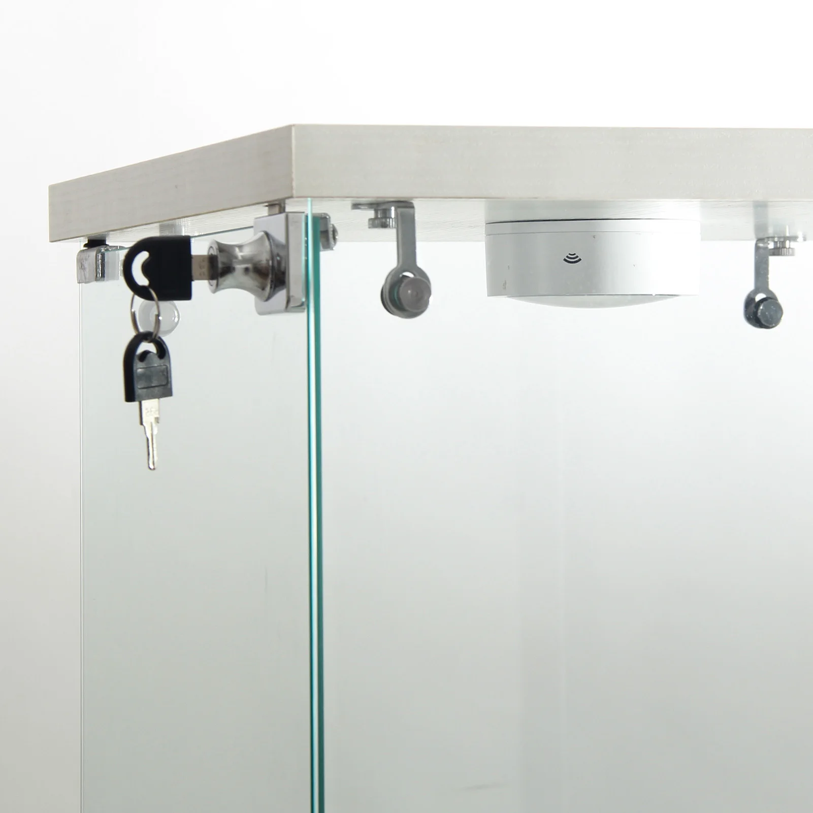 Anajqaqia LED Glass Display Case,Single Door,2 Levels Standing Collector's Display Cabinet for Living Room,Bar,Bedroom,White