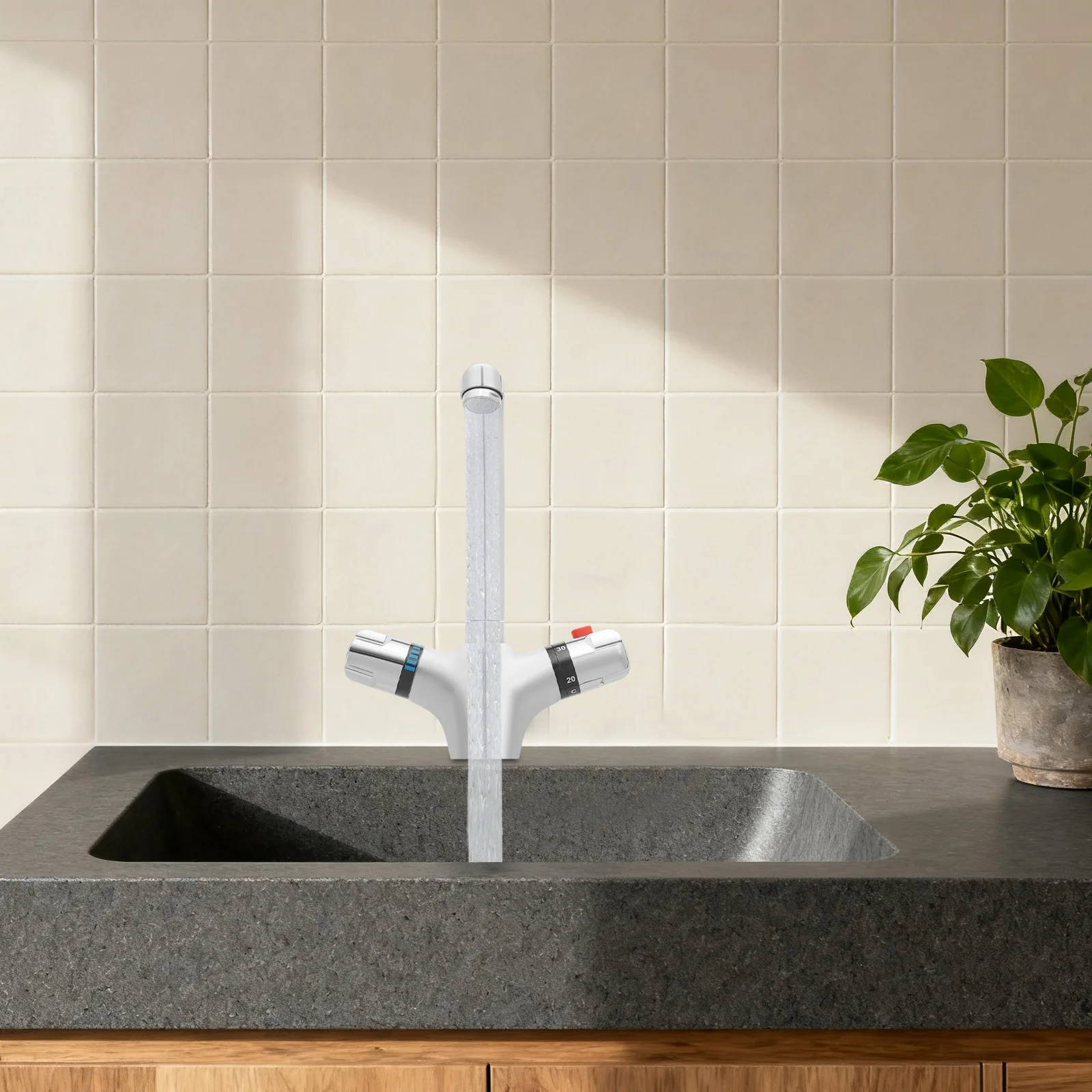 High quality brass chrome finish kitchen thermostatic faucet Kitchen Mixer Tap Basin Faucet Bathroom Faucet 360° Rotatable