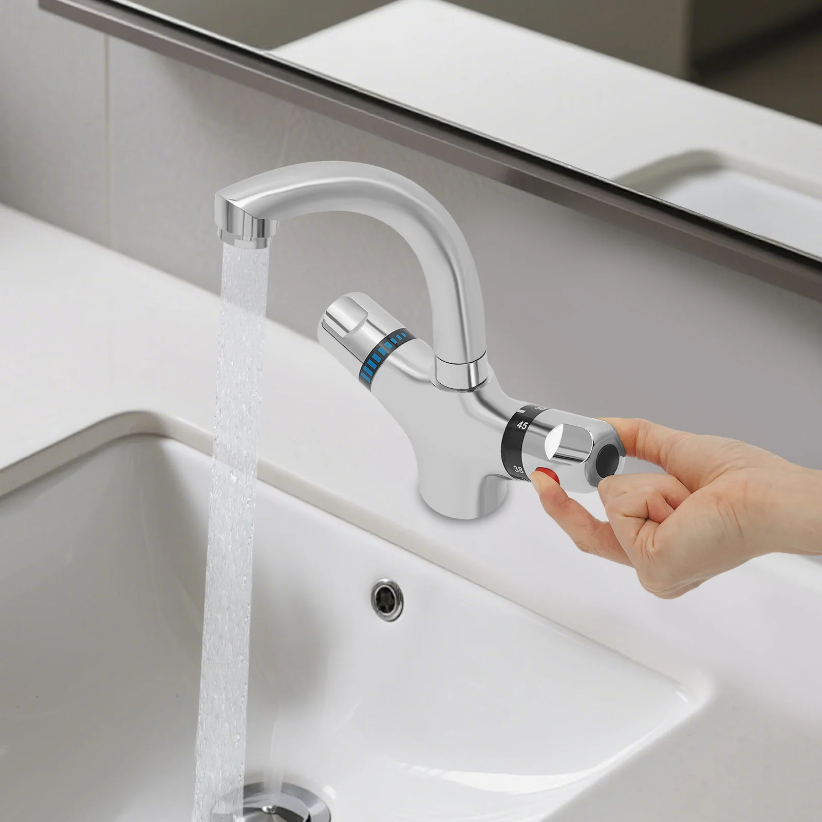 High quality brass chrome finish kitchen thermostatic faucet Kitchen Mixer Tap Basin Faucet Bathroom Faucet 360° Rotatable