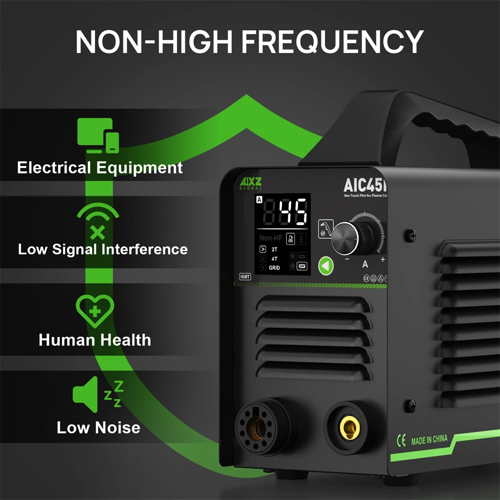 AIXZ AIC45II 220V 45 Amps Plasma Cutting Machine 60% Duty Cycle IGBT Inverter Non-HF Non-Touch Pilot ARC Air Plasma Cutter 2T/4T Cutting 1-16mm Greatly Improves Cutting Efficiency